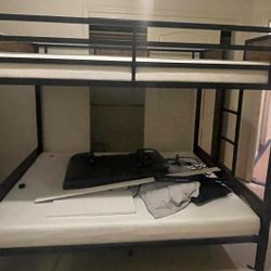 Full Size Bunk Bed W/Memory Foam Mattress 