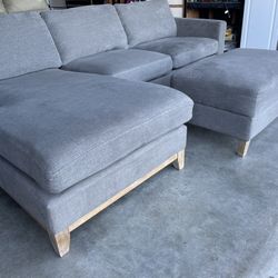 Gray Sectional W Storage Ottoman 