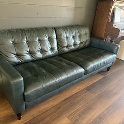 Tufted Faux Leather Sofa