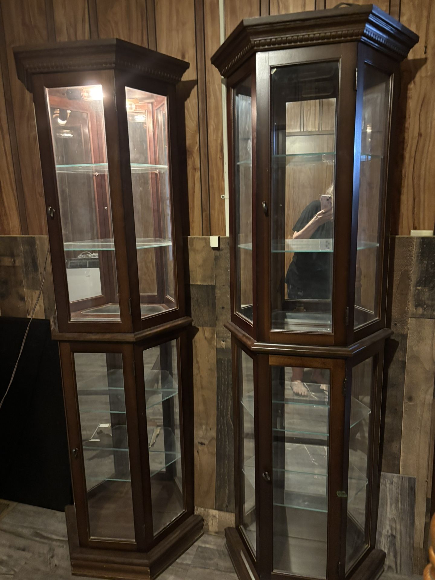 Dark Wood Curio Cabinet W/ Light