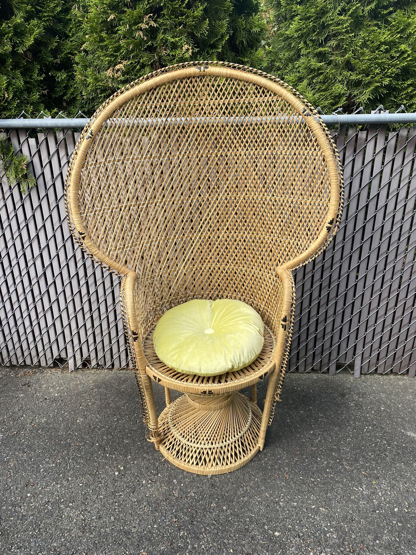 Vintage Peacock Wicker Chair
