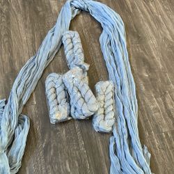 Dusty Blue Cheesecloth Table $15