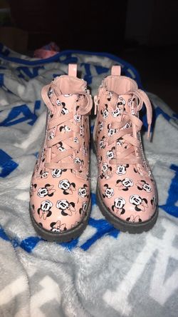 Kids Minnie Mouse Pink Combat Boots