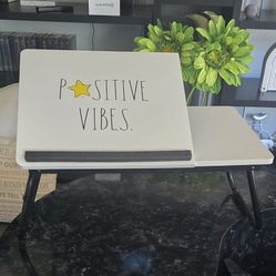 Rae Dunn  POSITIVE VIBES Lap Desk Portable Adjustable Tilt Wooden Work Tray