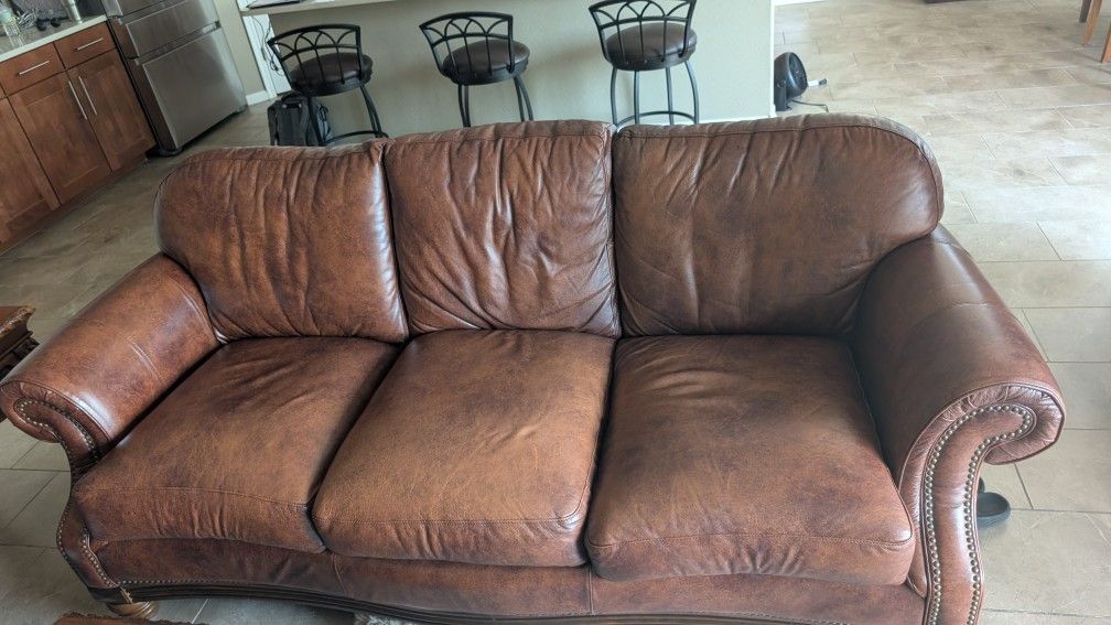 Brown Leather Sofa And Love Seat