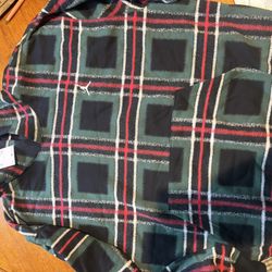 Nike Jordan Plaid Green/Red Fleece Pullover Holiday Hoodie Sz Small FV7458-010