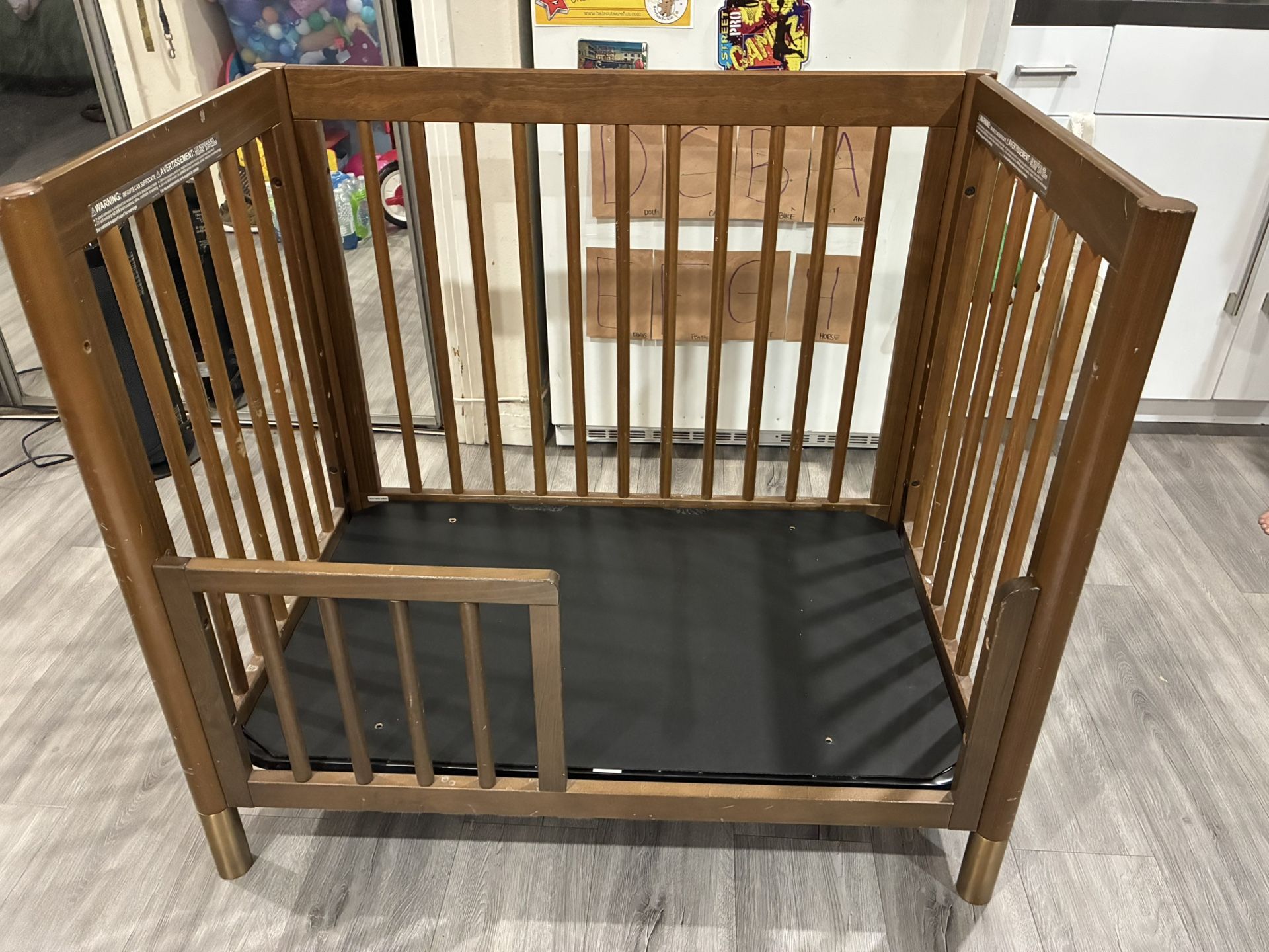 4-in-1 Convertible Mini Crib With Mattress 