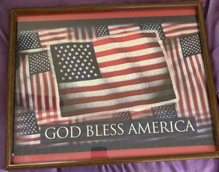 Brown Picture Frame Included Is American Flag Puzzle God Bless America 🇺🇸 