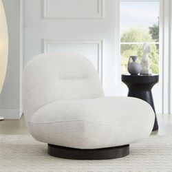 Maddie Home Modern Wood & Polyester Fabric Swivel Chair in Cream