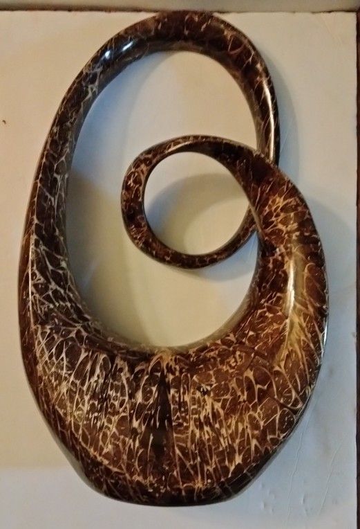 Abstract Sculpture Brown and Gold Swirl Polystone
