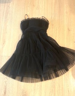 Black Fairy-Grunge Dress Size S Tube Top Tulle Fabric