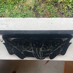 Black Wooden Elephant Wall Shelf
