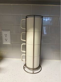 4 coffee cups with rack