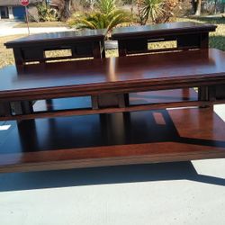 Dark Wood Coffee Table Set 