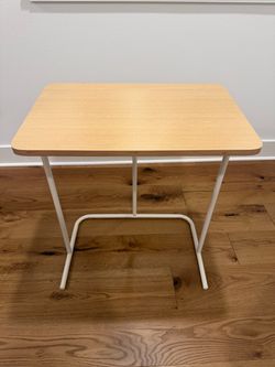 Set of 2 Modern C-shaped Sofa side table - wood and white metal