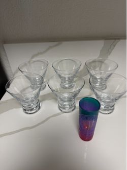 🍸 Set of 6 Stemless Martini Glasses + Bonus Shot Glass