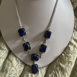 New Sterling & Lapis Lazuli Adjustable Necklace