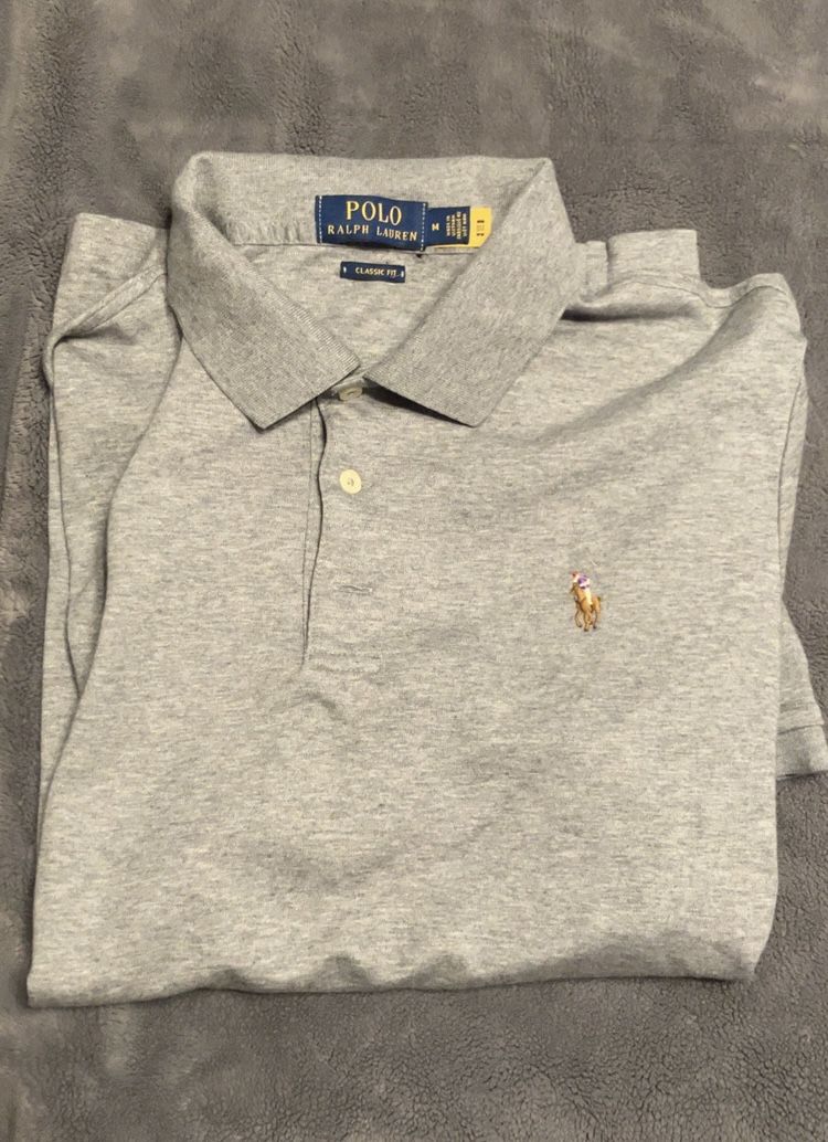 Polo Ralph Lauren Collar Shirt - Light Grey- Size M