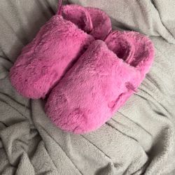 Nike Pink Furry Slides 