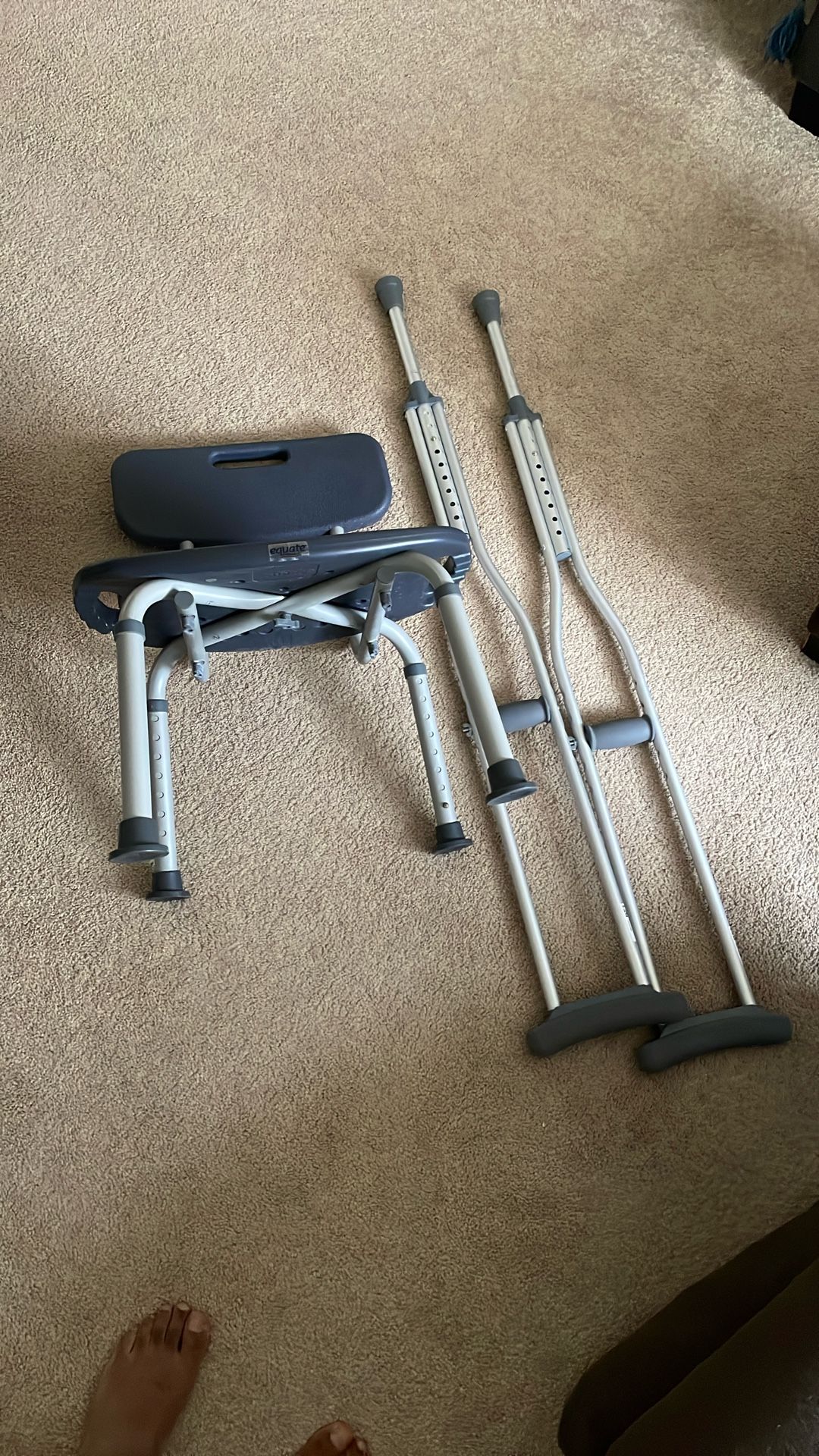 Shower Chair And Pair Of Crutches