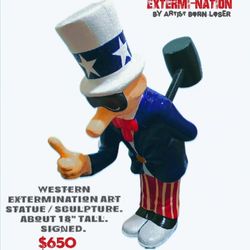 Very Unique Sculpture Of The Western Extermination Mascot As Uncle Sam VERY RARE PIECE