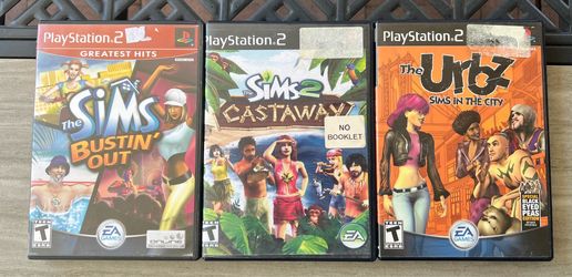 PS2 PlayStation 2 Video Game Bundle The Sims Bustin’ Out The Sims 2 Castaway The Urbz Sims in the City