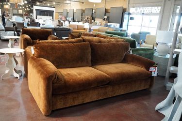 Deep-Seat Chenille Sofa — (Rust)