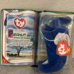 TY PEANUT The Royal Blue Elephant 1995 McDonalds Beanie Baby RARE RETIRED And SEALED 