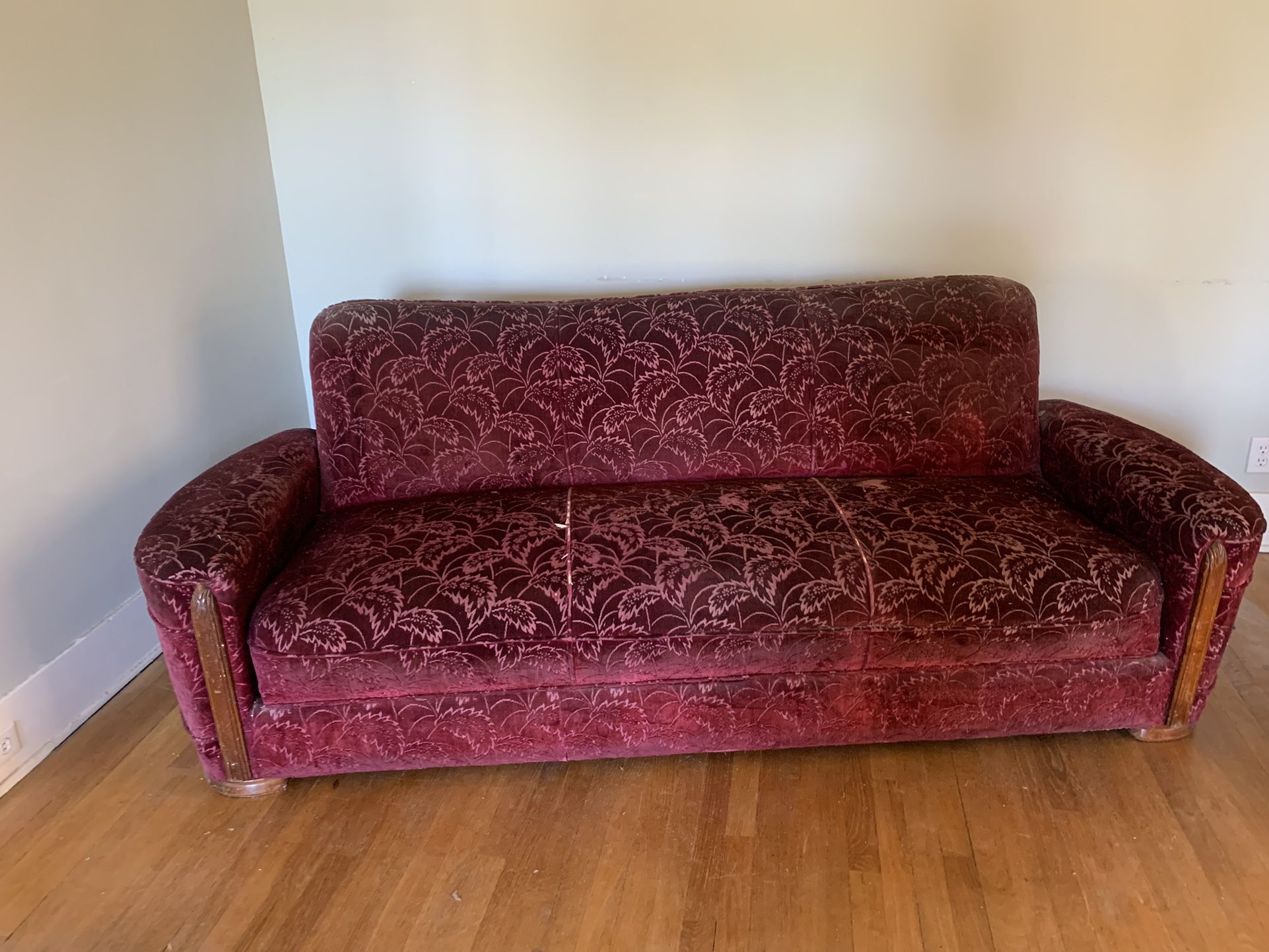 1940’s Burgundy Couch And Chair