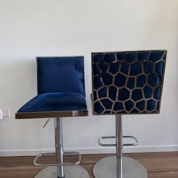 2 Allison Blue Adjustable Bar Stools