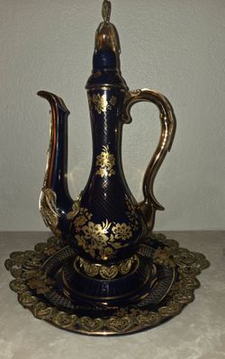Vintage Turkish Cobalt Blue & 24k Gold 6-Piece Mantel Display Set