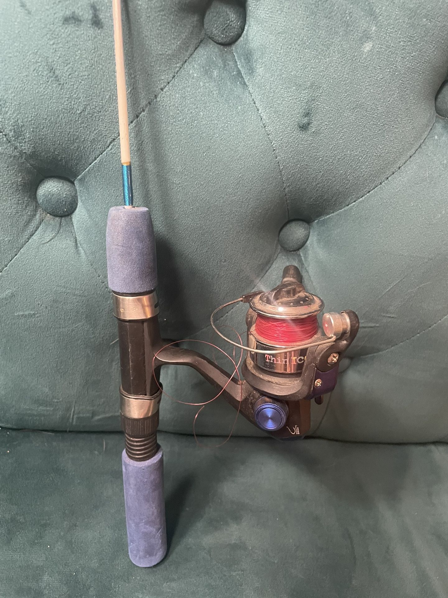 HT Ice Blues 24” Medium Action Ice Fishing Rod w/ South Bend Thin Ice Reel – Ready to Fish