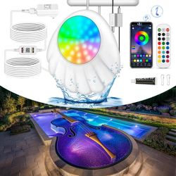new LED Pool Lights with Bluetooth APP Control, Floating IP68 Waterproof Music Sync Color Changing 12V pool lights for inground pool,10W Dimmable Unde