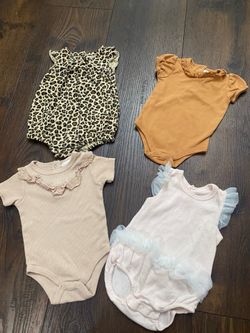 Lot of 4 girls shirts pants romper size 3/6 months by Nicole miller #8