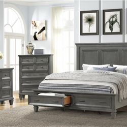 Solid Wood Storage Bedroom Set In Stock 