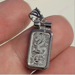 Dragon Pendant 1g .999 Fine Silver W/ Bezel (925) Brand New Jewelry Charm