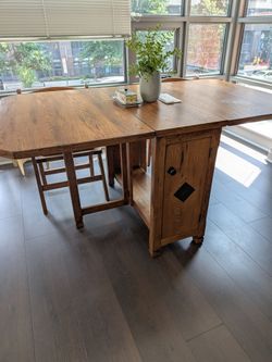 Solid Wood Dining Room Table with Drop Leaf