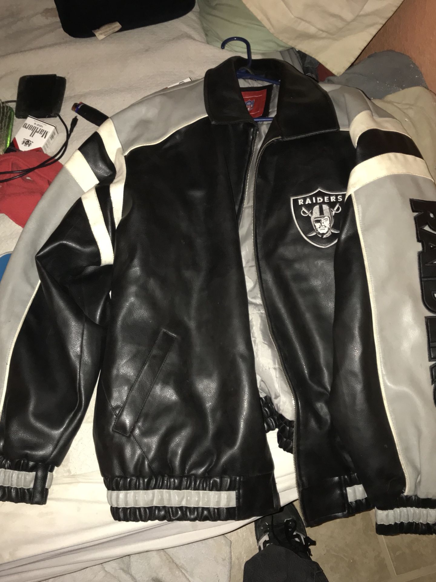 Oakland raiders leather jacket (letterman)