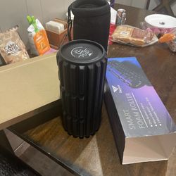 Electric Vibrating Rechargeable Foam Roller - 4 Intensity Levels for Firm Battery-Powered Deep Tissue Recovery, Training, Massage - Therapeutic Back a