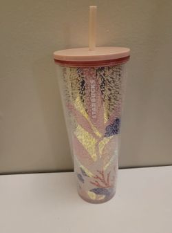 Starbucks Coral Reef Bubble Cold Cup 24 Oz Tumbler Pink Gold Summer 2021