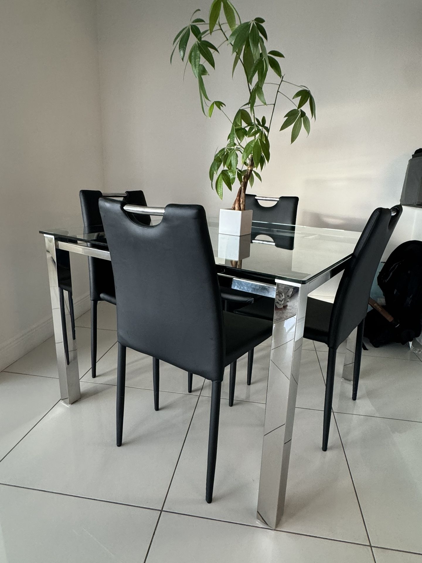 Glass Dining Table + 4 Chairs From City Furniture