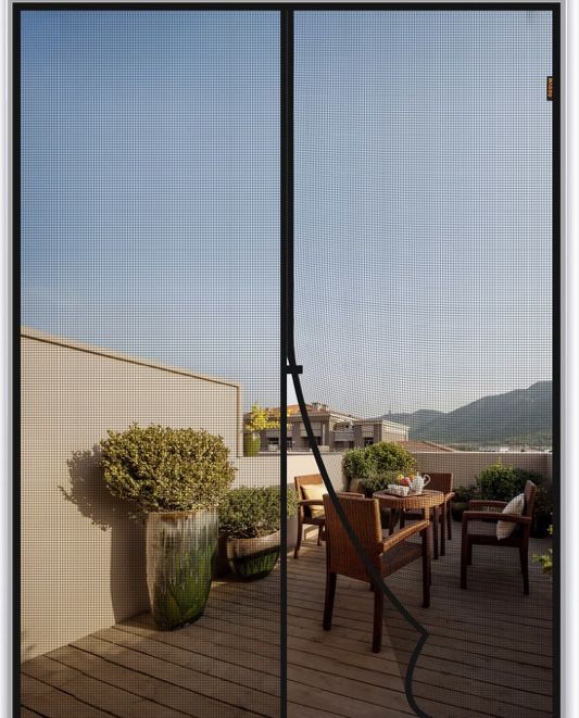 MAGZO Magnetic Screen Door Fit Door Size 74 x 80 Inch, Screen Size 74" x81" French Door Screen with Full Frame Hook&Loop