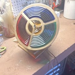 Vintage Christmas Tree Light Revolving Color Wheel . The wheel works fine. The light is bright and beautiful.  Great little mid-century modern collect
