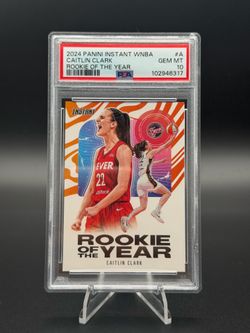 PSA 10 Caitlin Clark Rookie of the Year Panini Instant WNBA Gem Mint 10