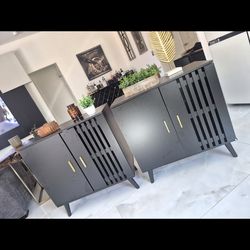 OVERSIZE BLACK NIGHTSTANDS MID CENTURY STYLE 30 HEIGHT BRAND NEW