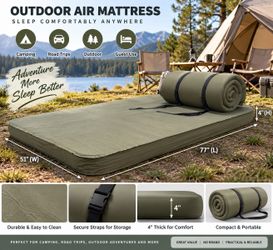 Double-Size Outdoor Air Mattress – 77” × 51” × 4”