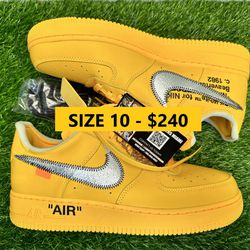 OFF WHITE NIKE AIR FORCE 1 LOW AF1 UNIVERSITY GOLD YELLOW NEW SALE SNEAKERS SHOES MEN SIZE 10 44 A5