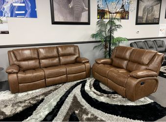 2PC Brown Sofa & Loveseat