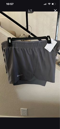 WOMENS NIKE NEW DRI-FIT ATHLETIC RUNNING SHORTS GRAY XL