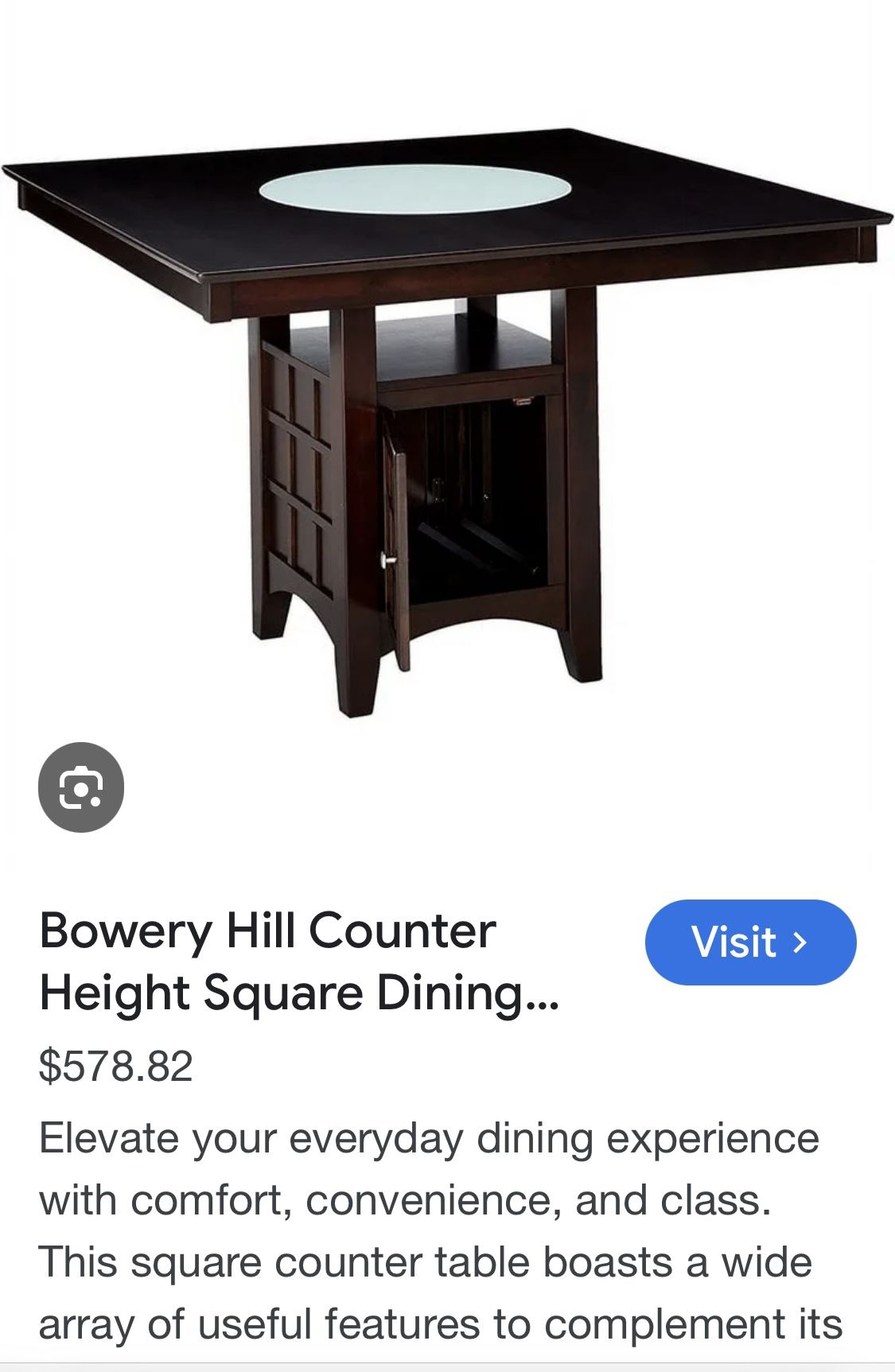 Counter Height Square Table With 6 Chairs $350